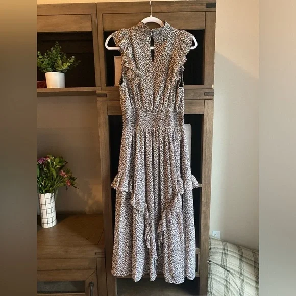 NWOT Lulus: Evalina Black Floral Print Mock Neck Maxi Dress Large - Picture 5 of 12